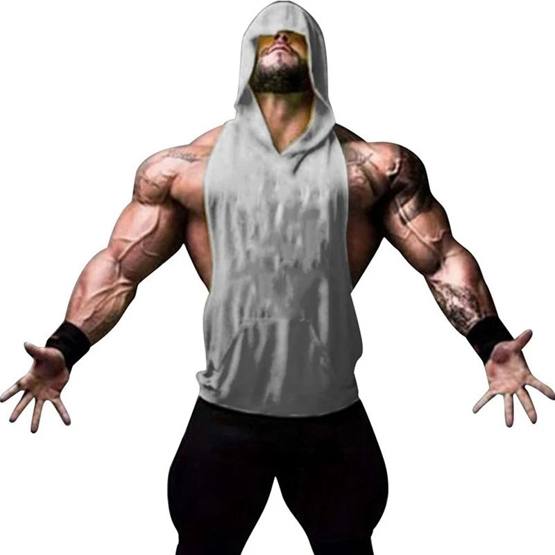 Men’s Hooded Skull Gym Tank Top
