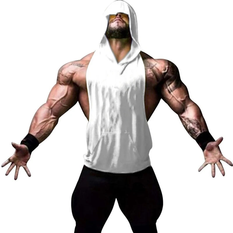 Men’s Hooded Skull Gym Tank Top