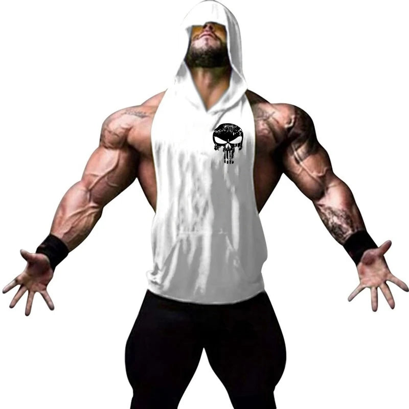 Men’s Hooded Skull Gym Tank Top
