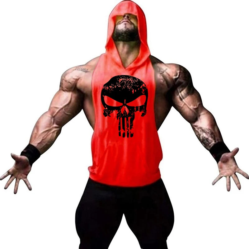 Men’s Hooded Skull Gym Tank Top