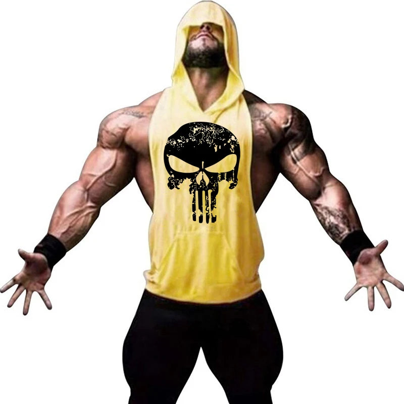 Men’s Hooded Skull Gym Tank Top
