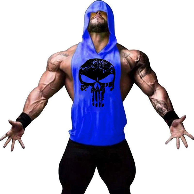Men’s Hooded Skull Gym Tank Top