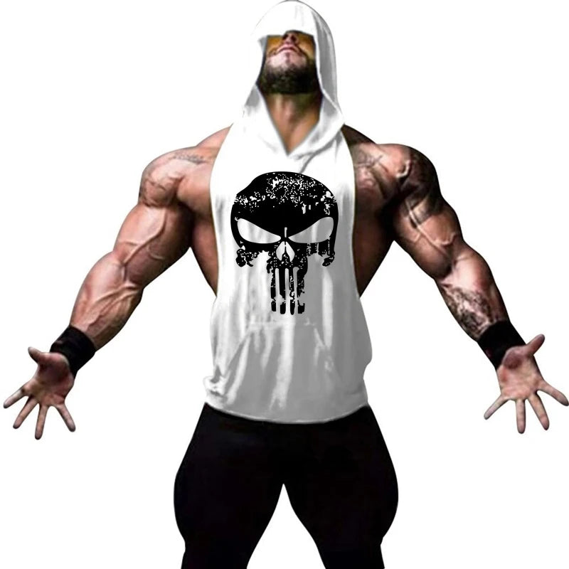 Men’s Hooded Skull Gym Tank Top
