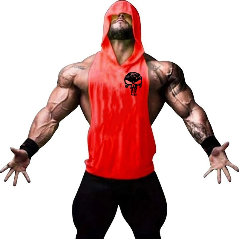 Men’s Hooded Skull Gym Tank Top