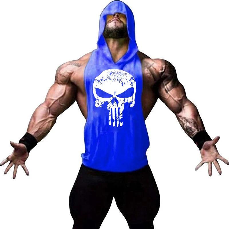 Men’s Hooded Skull Gym Tank Top