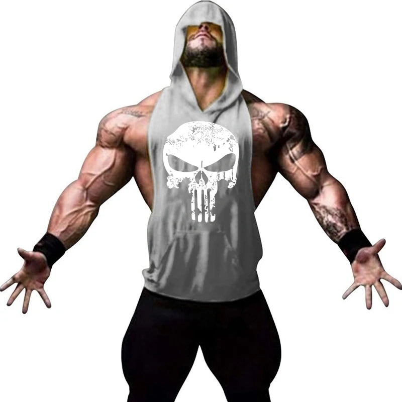 Men’s Hooded Skull Gym Tank Top