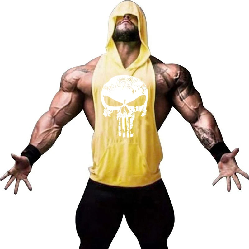 Men’s Hooded Skull Gym Tank Top