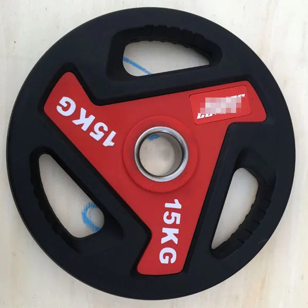 Three-Hole Rubber Grip Barbell Plates