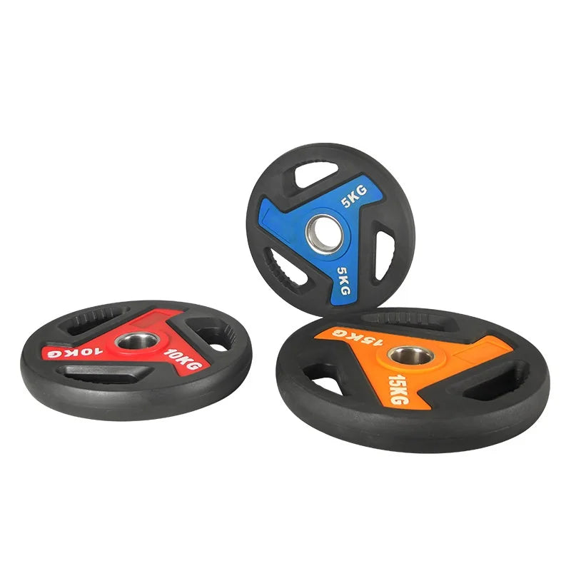 Three-Hole Rubber Grip Barbell Plates