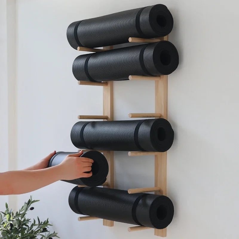 Solid Wood Yoga Mat Organizer