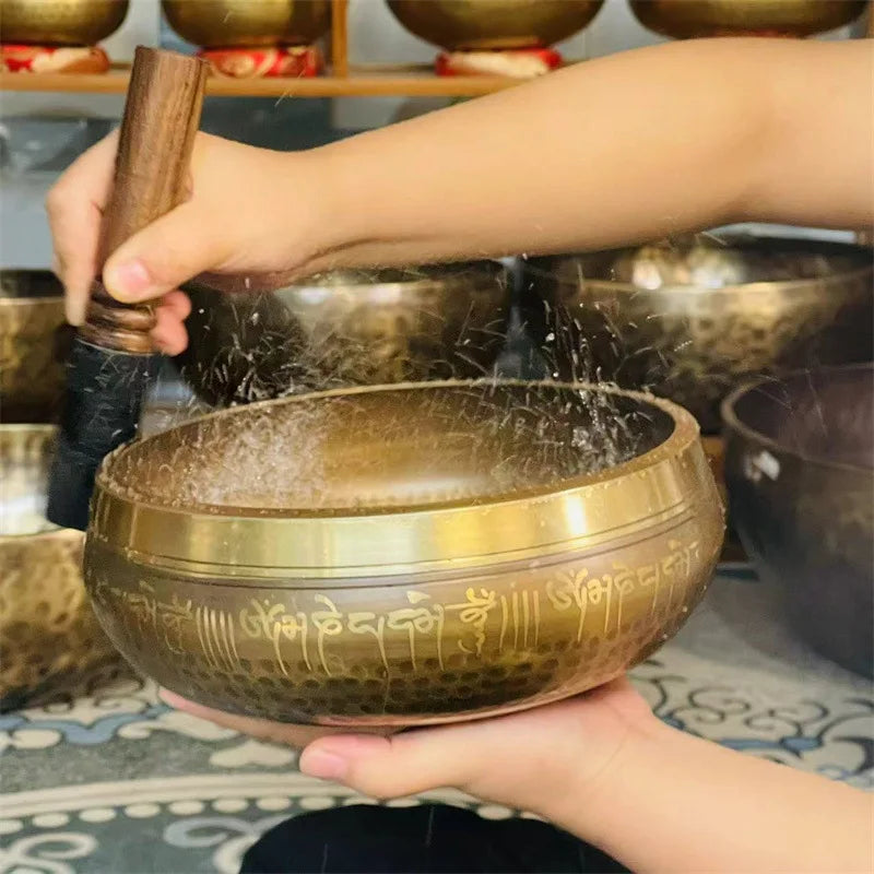 Engraved Tibetan Meditation Bowl Set