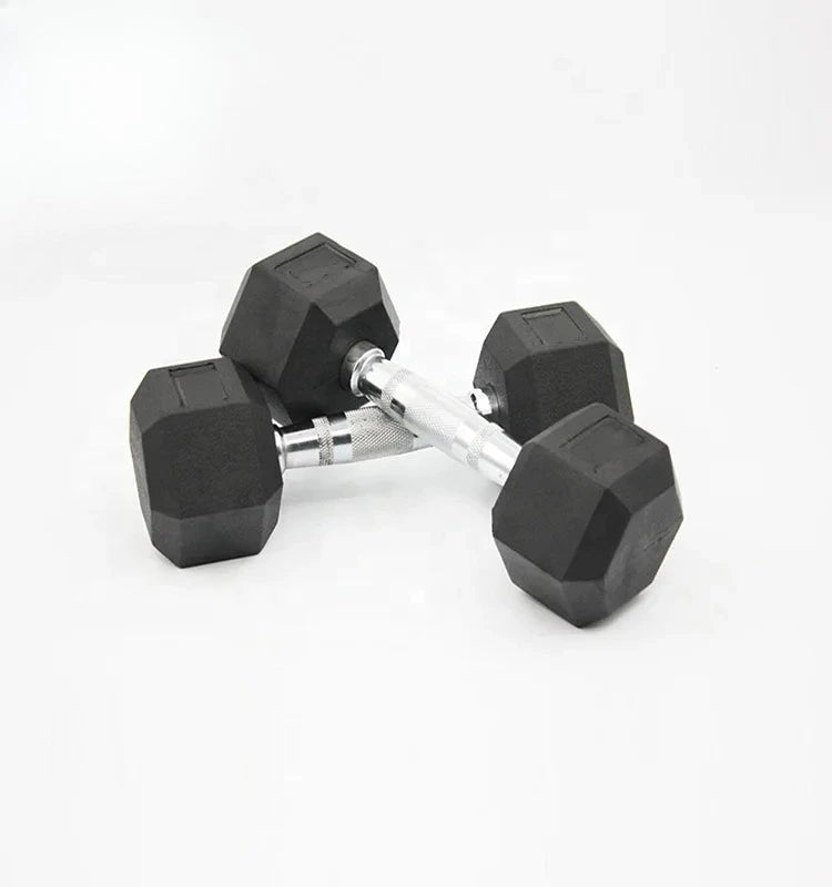 Hexagon Rubber Coated Dumbbells Set