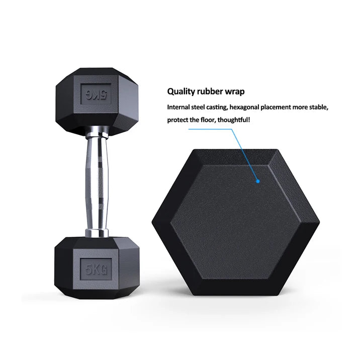 ZJFIT Hex Rubber Dumbbells Set