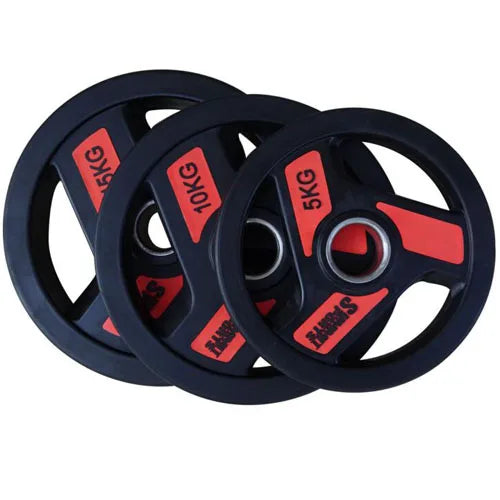 Three-Hole Rubber Grip Barbell Plates