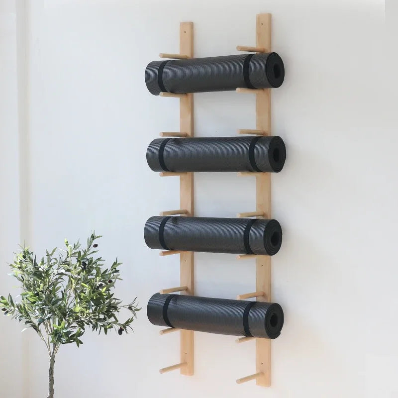 Solid Wood Yoga Mat Organizer