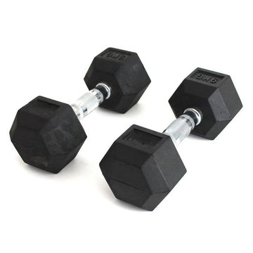 Hexagon Rubber Coated Dumbbells Set