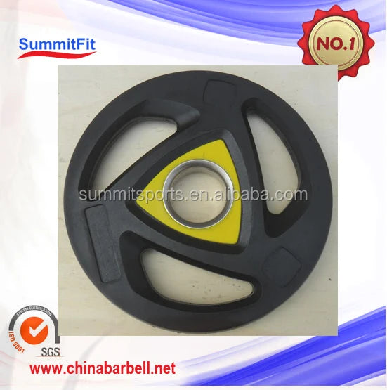 Three-Hole Rubber Grip Barbell Plates