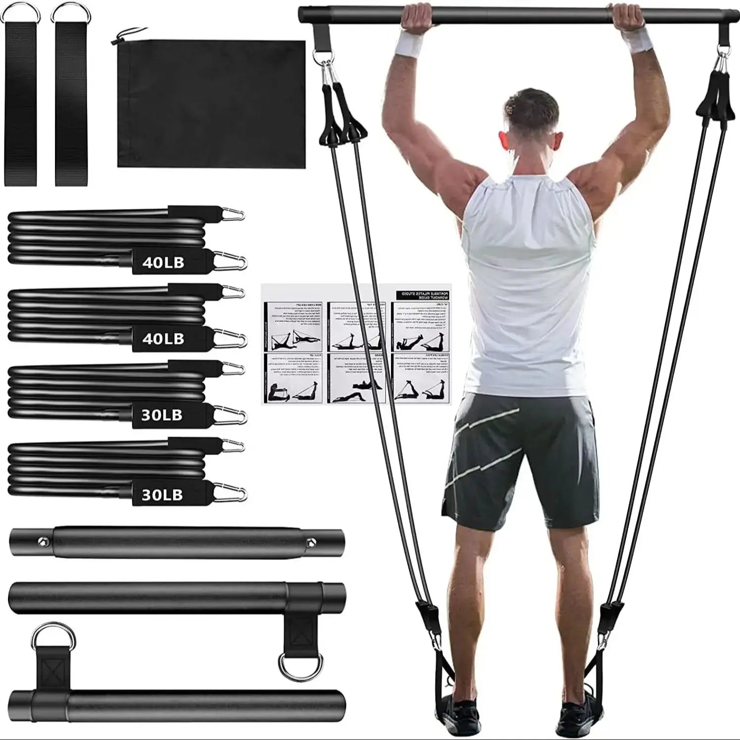 Pilates Bar Resistance Bands Kit