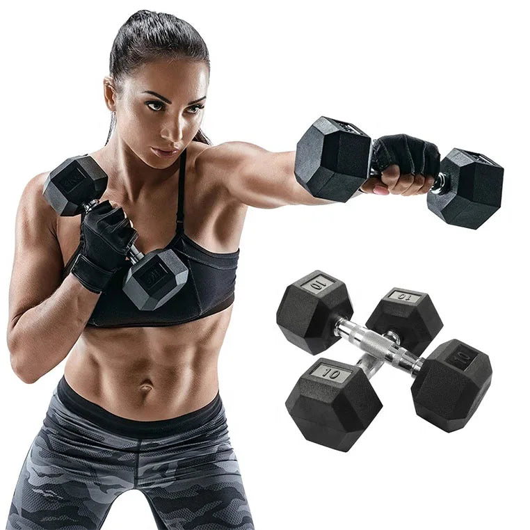 ZJFIT Hex Rubber Dumbbells Set