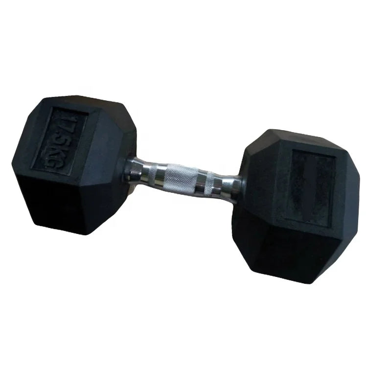 Hexagon Rubber Coated Dumbbells Set