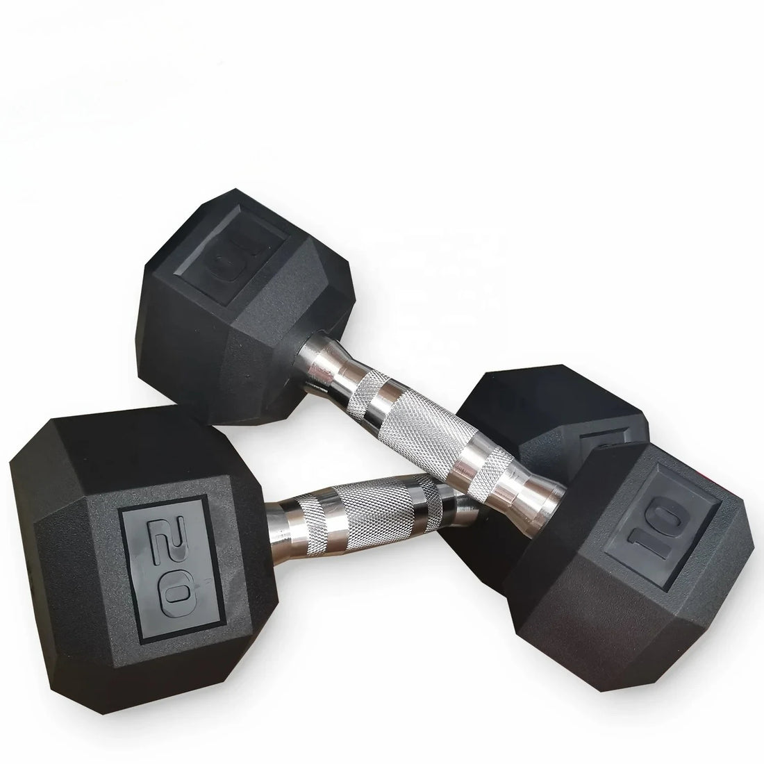 Hexagon Rubber Coated Dumbbells Set