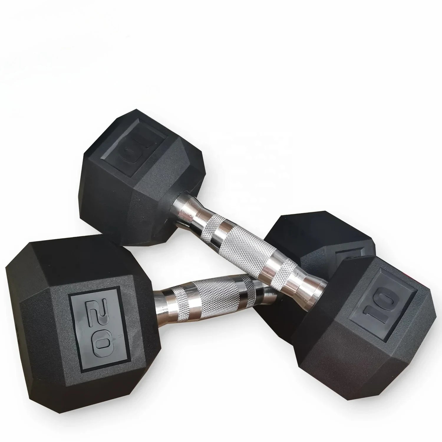 Hexagon Rubber Coated Dumbbells Set