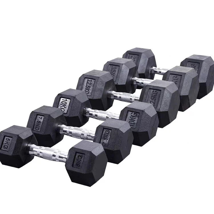 High-Quality Hex Rubber Dumbbells