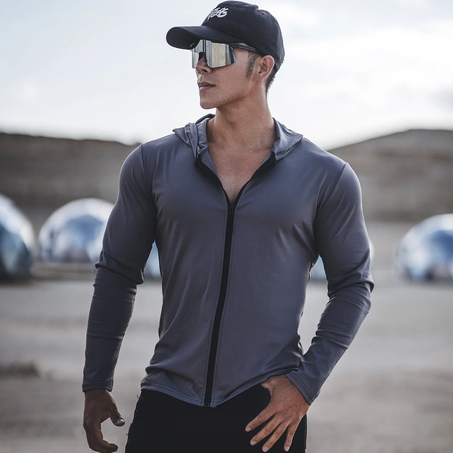Men’s Thin Hooded Zip Gym Jacket