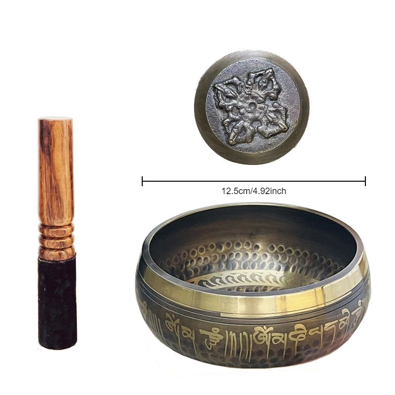Engraved Tibetan Meditation Bowl Set