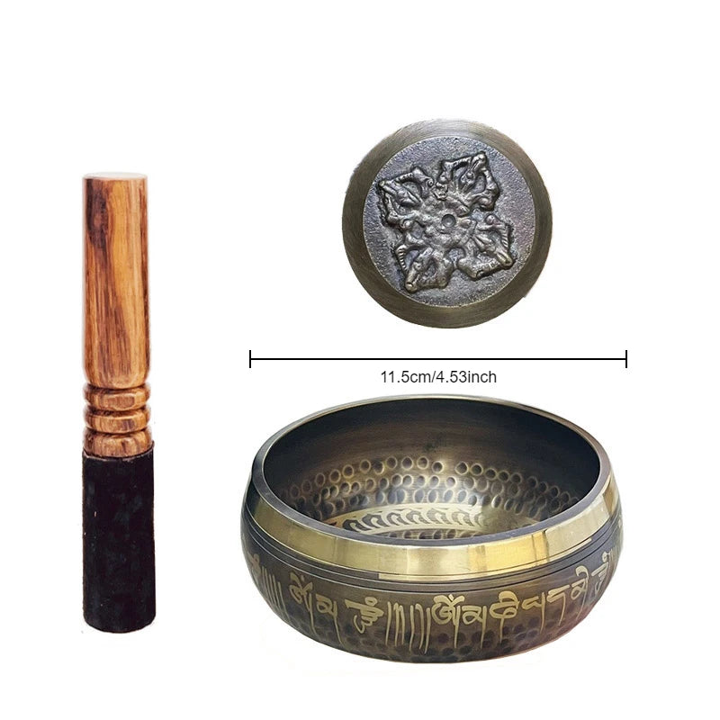 Engraved Tibetan Meditation Bowl Set
