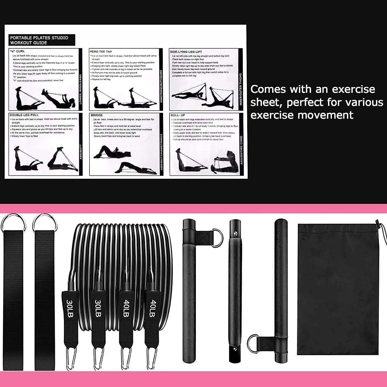 Pilates Bar Resistance Bands Kit