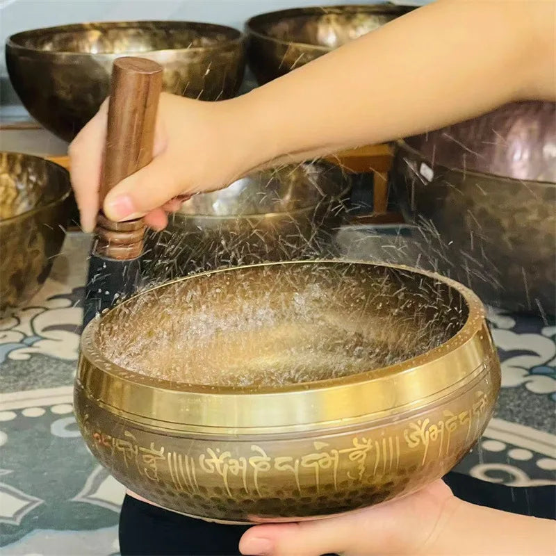 Engraved Tibetan Meditation Bowl Set