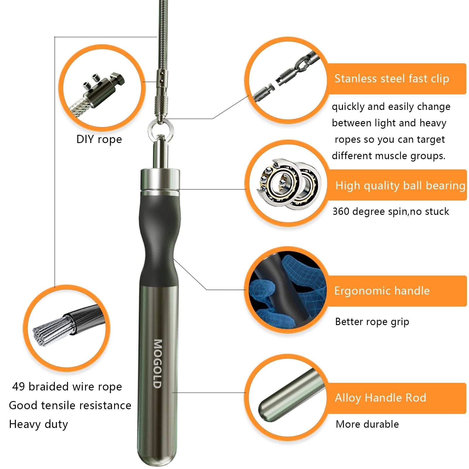 MOGOLD Metal Handle Jump Rope