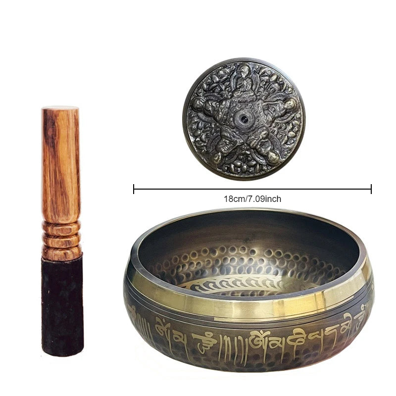 Engraved Tibetan Meditation Bowl Set