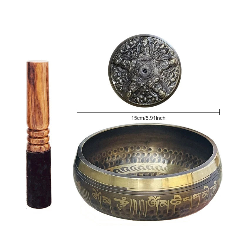 Engraved Tibetan Meditation Bowl Set