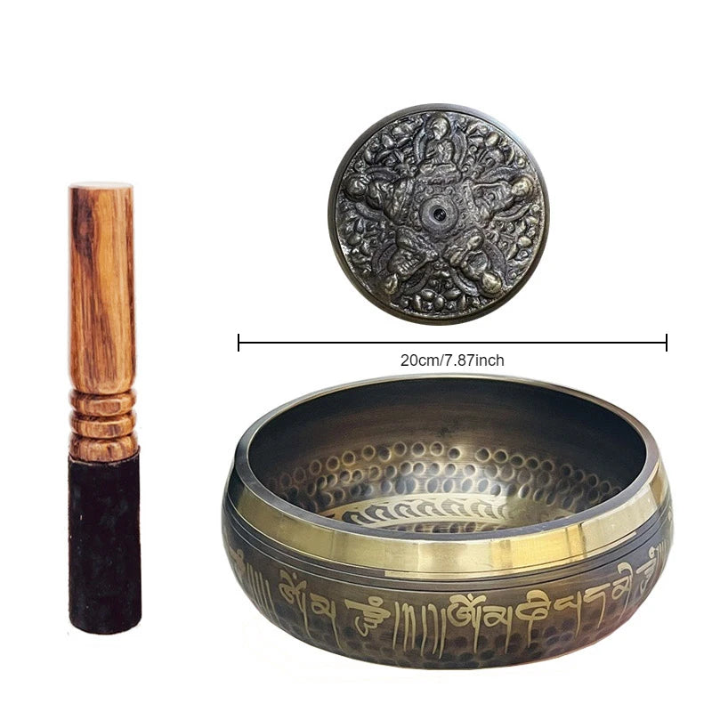 Engraved Tibetan Meditation Bowl Set
