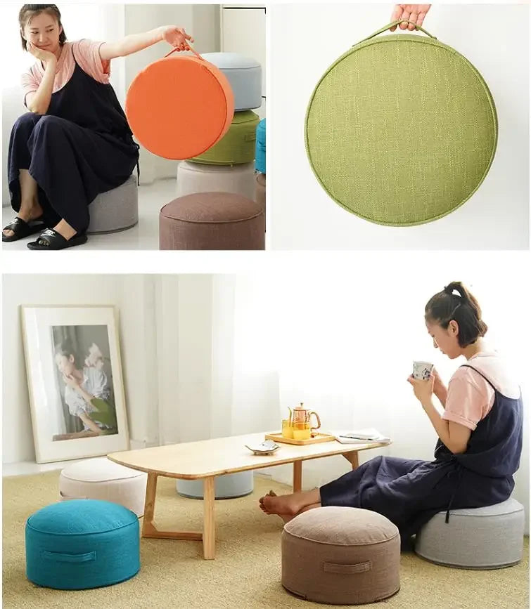 Linen Round Tatami Floor Cushion