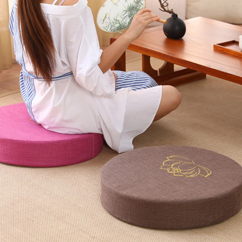Round Meditation Cushion With Backrest