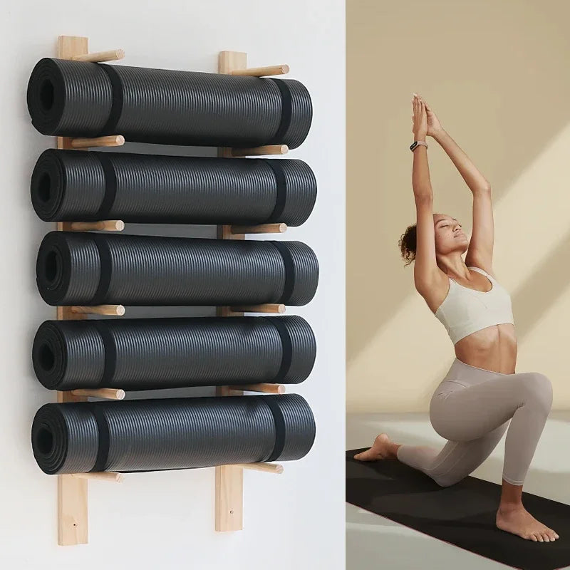 Solid Wood Yoga Mat Organizer
