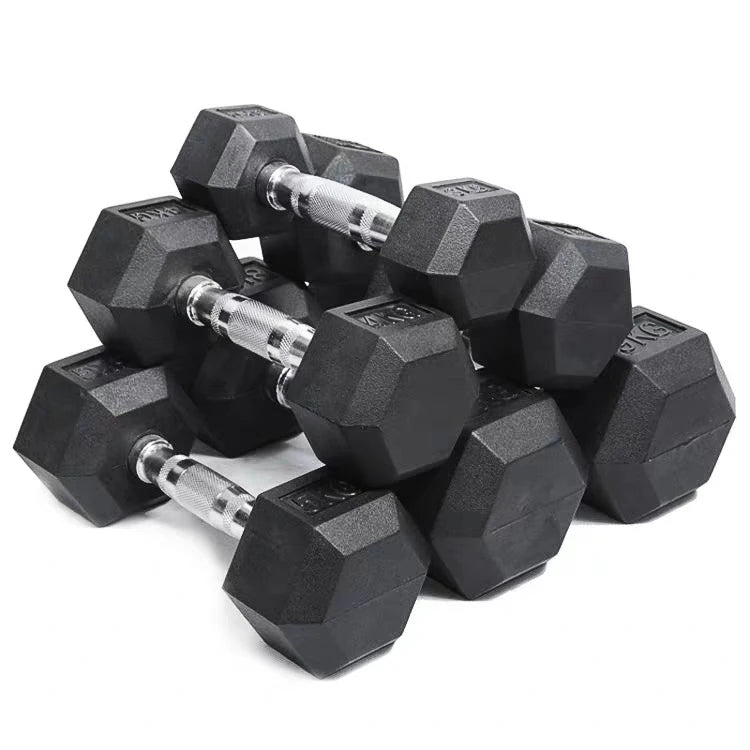 High-Quality Hex Rubber Dumbbells