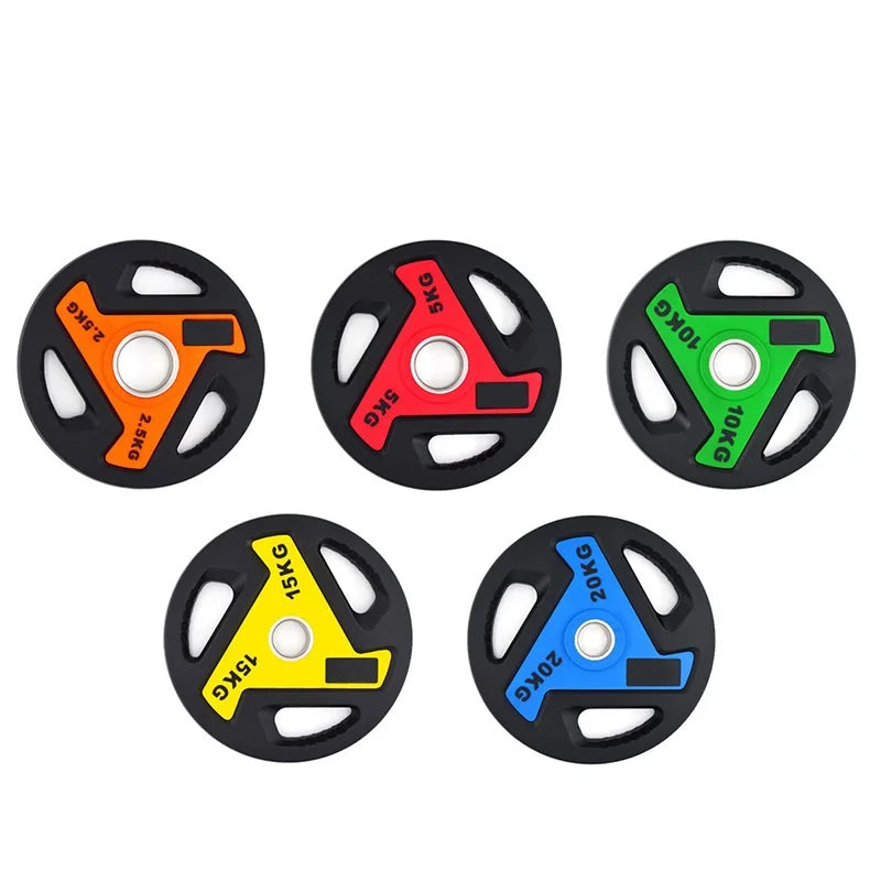 Three-Hole Rubber Grip Barbell Plates
