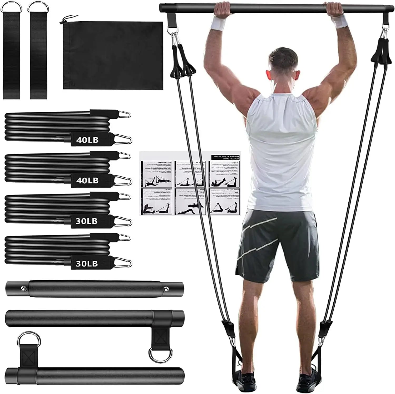Pilates Bar Resistance Bands Kit