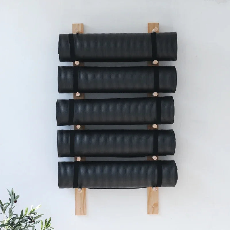Solid Wood Yoga Mat Organizer