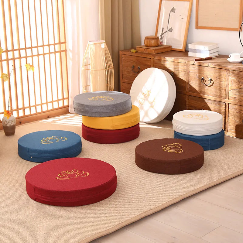 Round Meditation Cushion With Backrest
