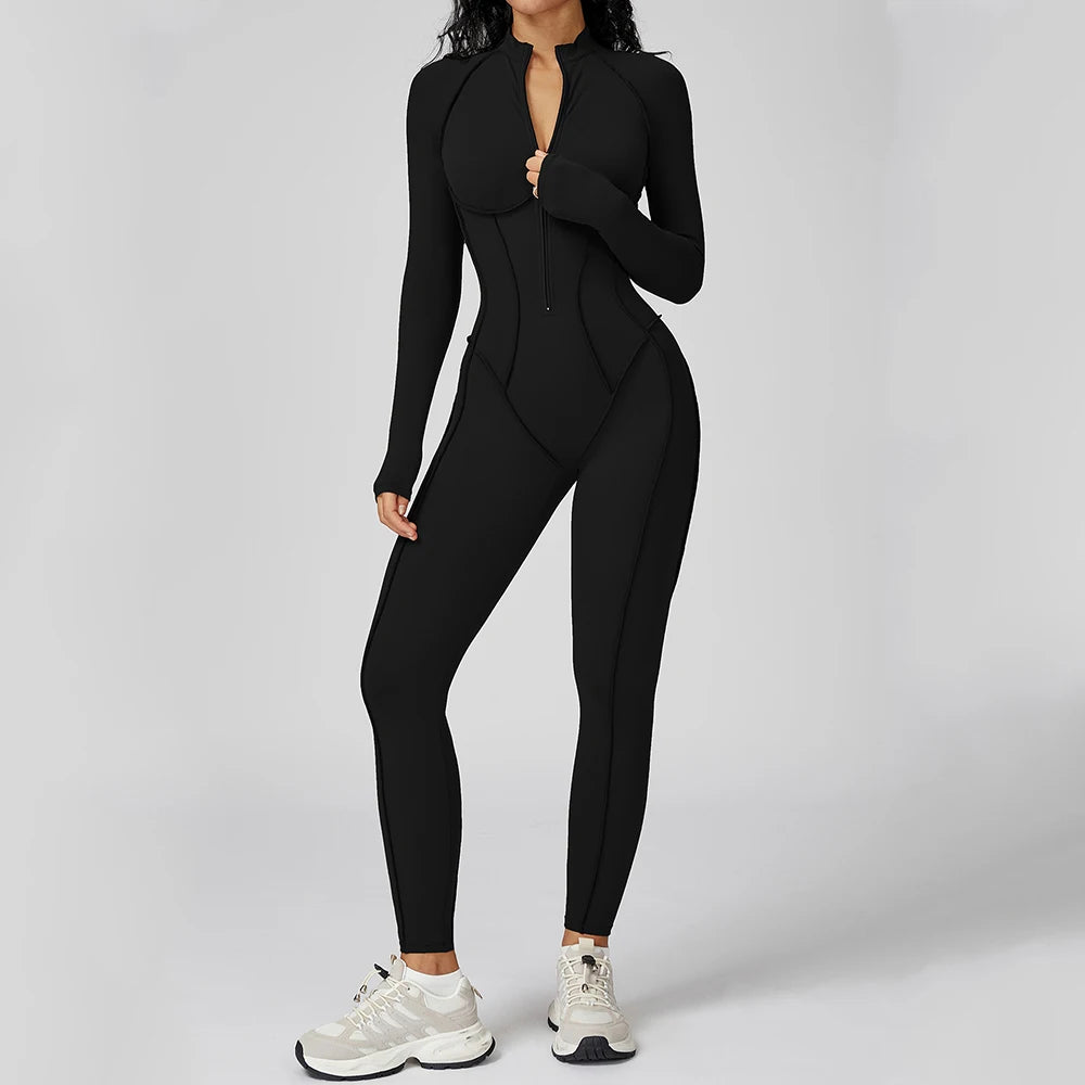 Women’s Zipper One-Piece Yoga Jumpsuit